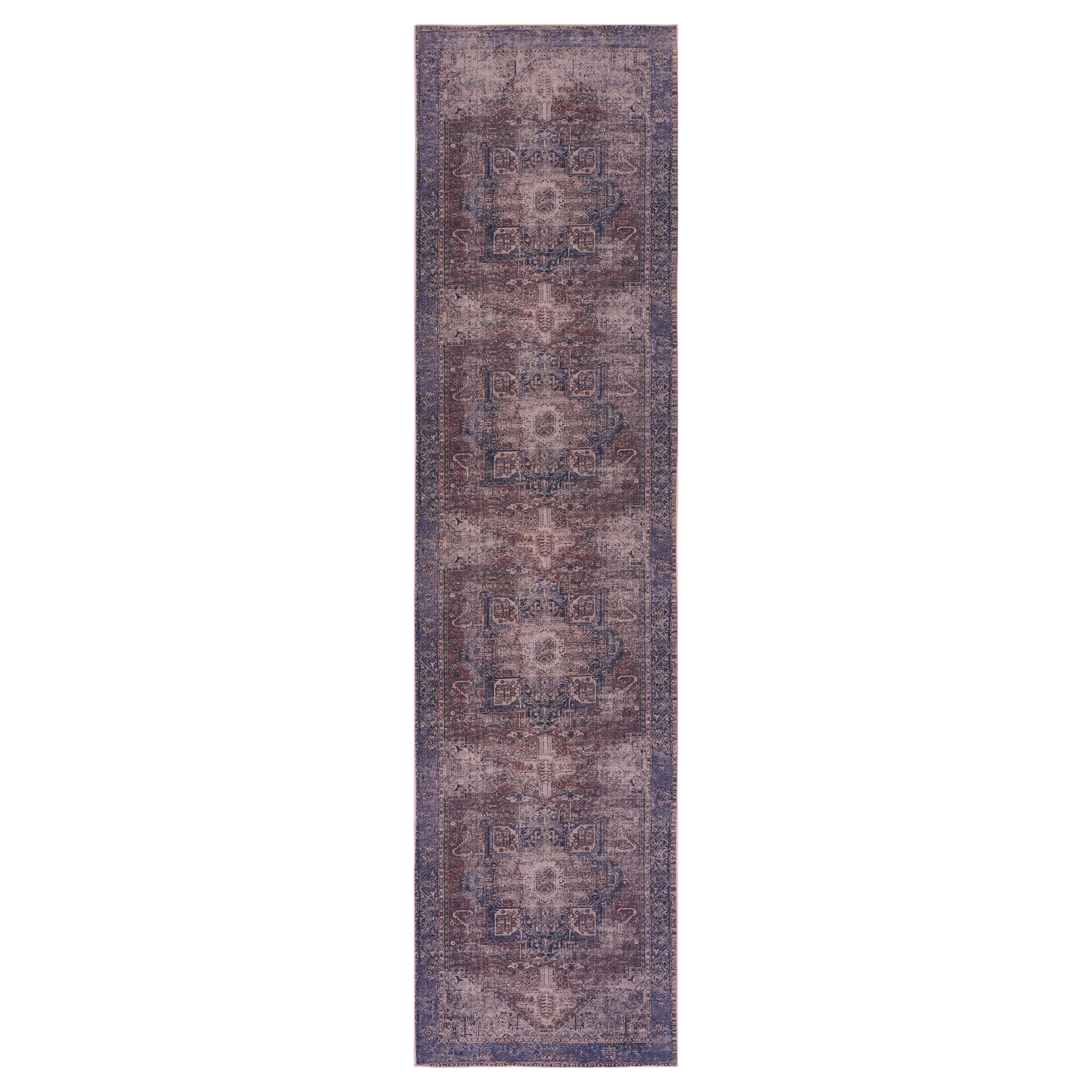 2x10 Low-Pile Non-Slip Non-Shedding Washable Area Rug, Kid and Pet Friendly, Foldable for Living Room, Bedroom, Kitchen, Burgundy