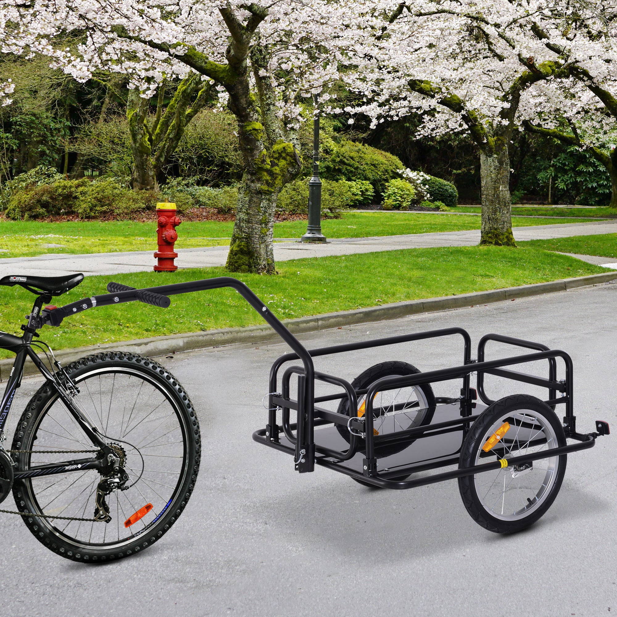 Foldable Bike Cargo Trailer Cart with Hitch, 88 lbs. Capacity, Black