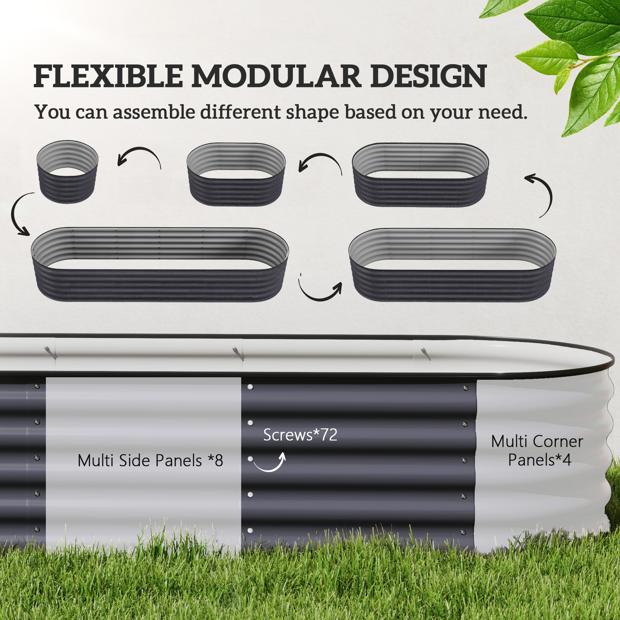 7.9' x 2' x 1.4' Galvanized Raised Garden Bed Kit, Metal Planter Box with Safety Edging, Dark Gray