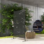 Decorative Privacy Fence Screen, Metal Outdoor Privacy Screen Climbing Plant Trellis with Stand, 78" H x 48" W, Black