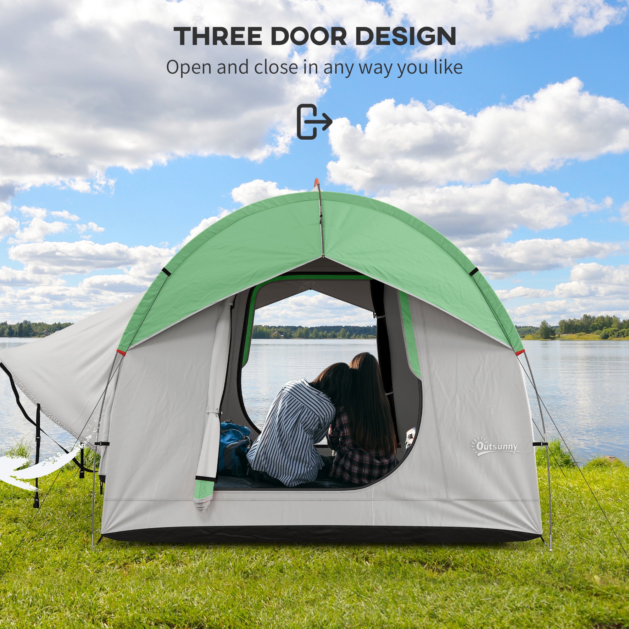 2000mm Waterproof SUV Tent, Car Tent with 3 Doors and Mesh Window, for 5-6 Person Camping Travel, Gray and Green