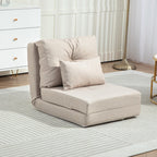 Floor Chair, Convertible Floor Sofa Bed, Folding Upholstered Couch Bed with Adjustable Backrest, Beige