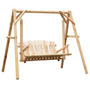 2-Seat Wooden Swing Bench, Ergonomic Design, 'A' Frame Construction, Stable and Non-Slip, Solid Wood Frame Log Garden Swing, for Outdoor and Indoor, Natural Wood