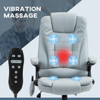 6 Point Vibrating Massage Office Chair with Heat, Microfiber Massage Desk Chair with Reclining Backrest, Light Gray