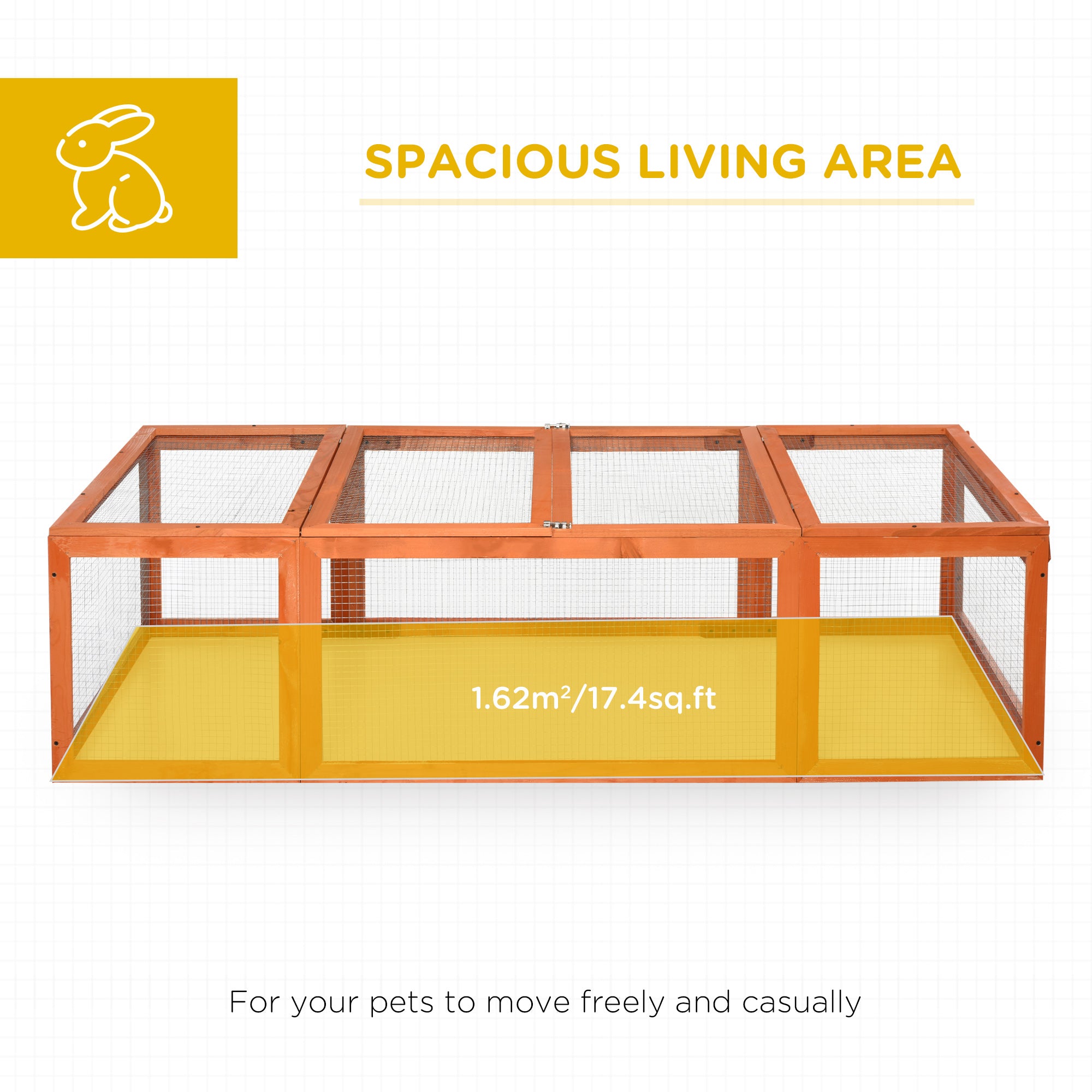 Large Wooden Rabbit Hutch Small Animal Habitat Enclosure Outdoor Run and Lockable Doors - Natural