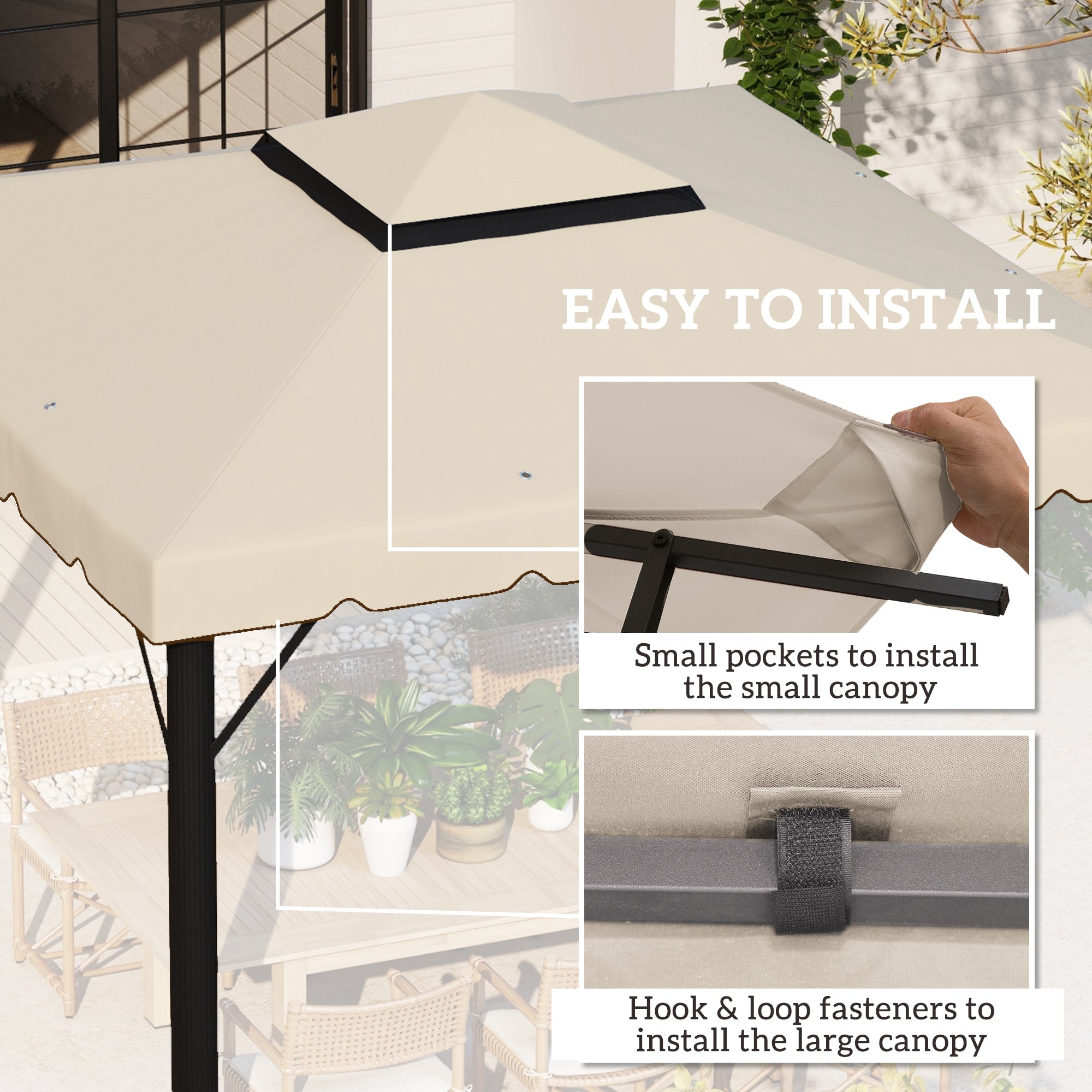 Model 84C-051 or 84C-269 10' x 10' Gazebo Replacement Canopy, Beige