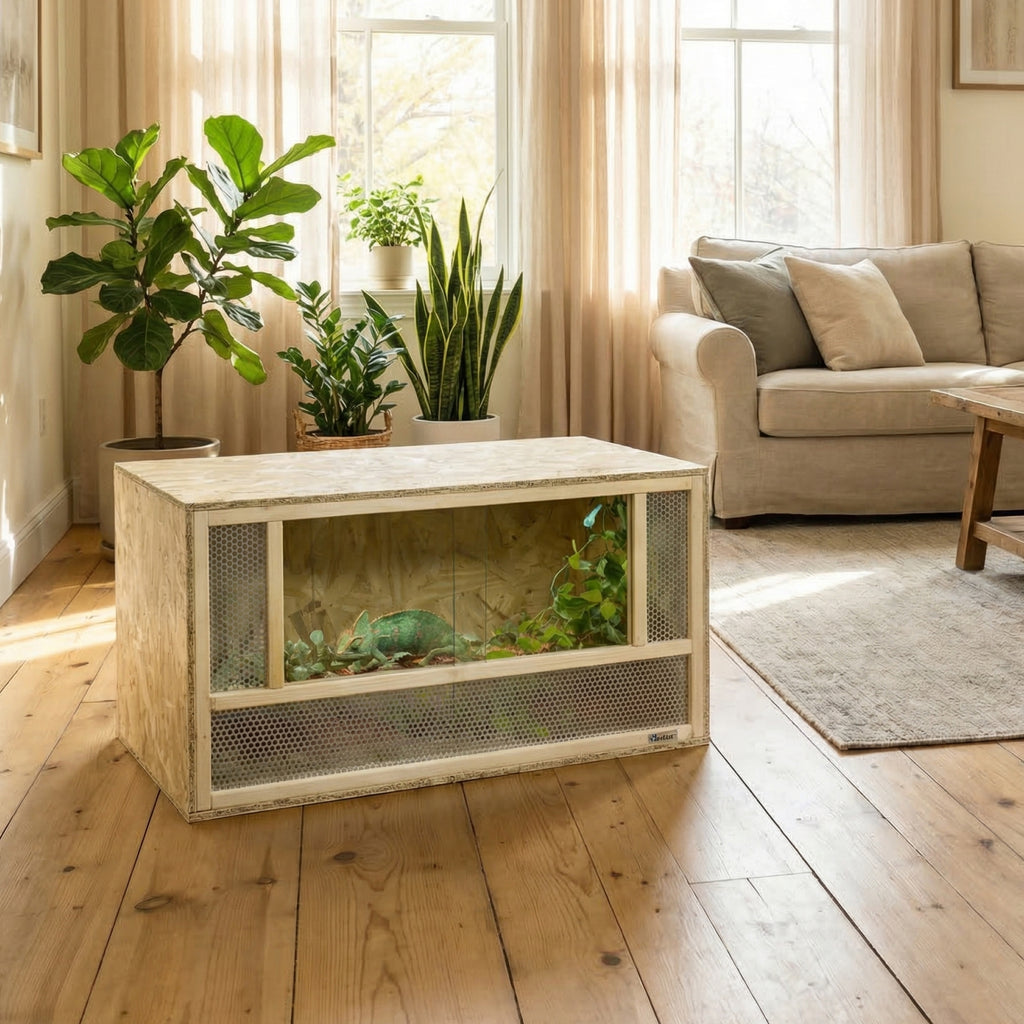 Wooden Reptile Terrarium with Sliding Door for Chameleon, Lizard, Snake, Frog, Turtle, 31.5" x 15.7" x 15.7"