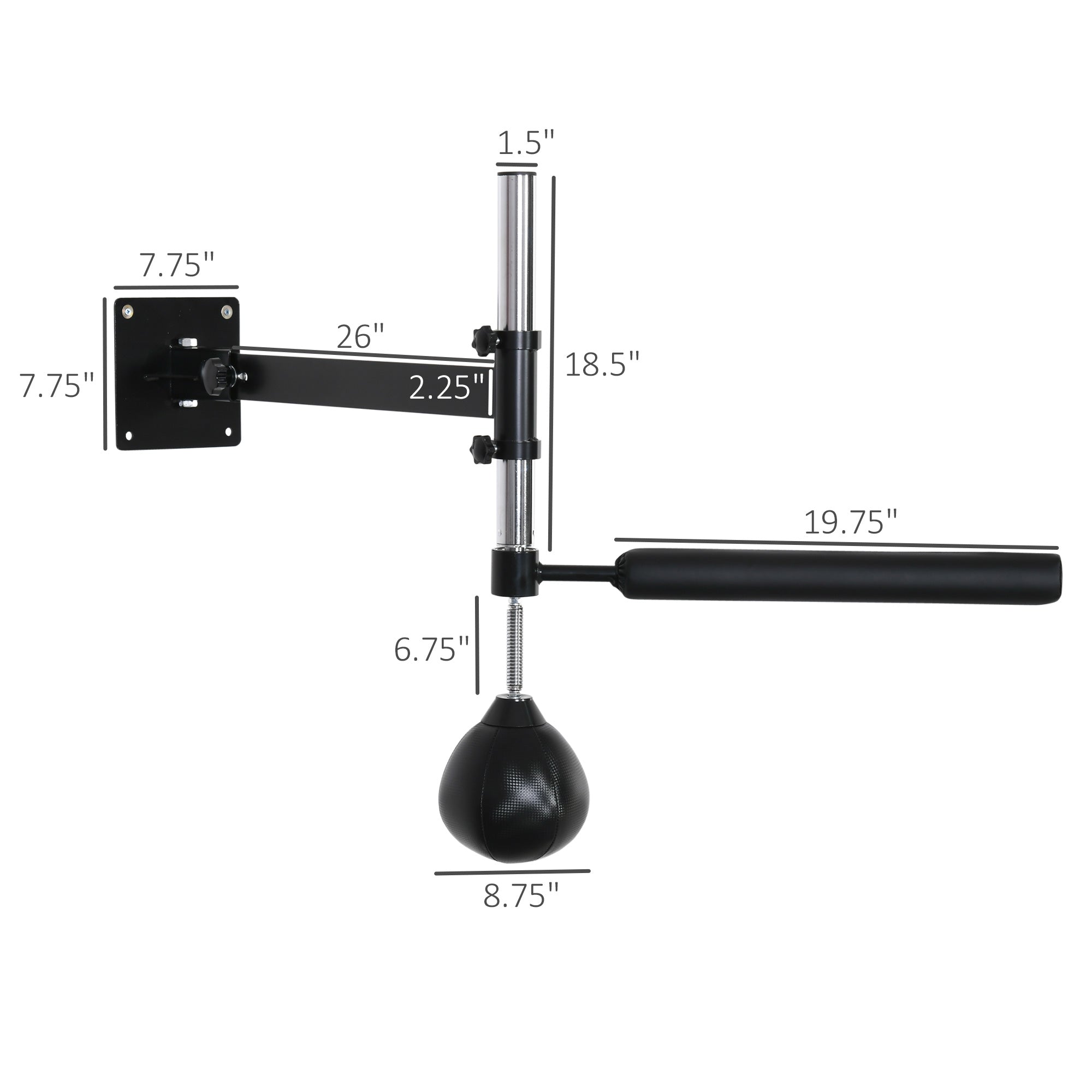 Lightweight Fast-Reflexes Speed Bag Boxing Punching Bag Wall Mount Height Adjustable, MMA, Martial Arts, and Boxing Equipment for Training at Home, Heavy-Duty, 9" H x 7" Dia.