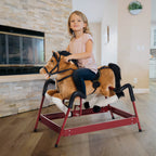 Durable Kids Plush Spring Rocking Horse, Ride On Rocking Horse with Realistic Sounds, Brown