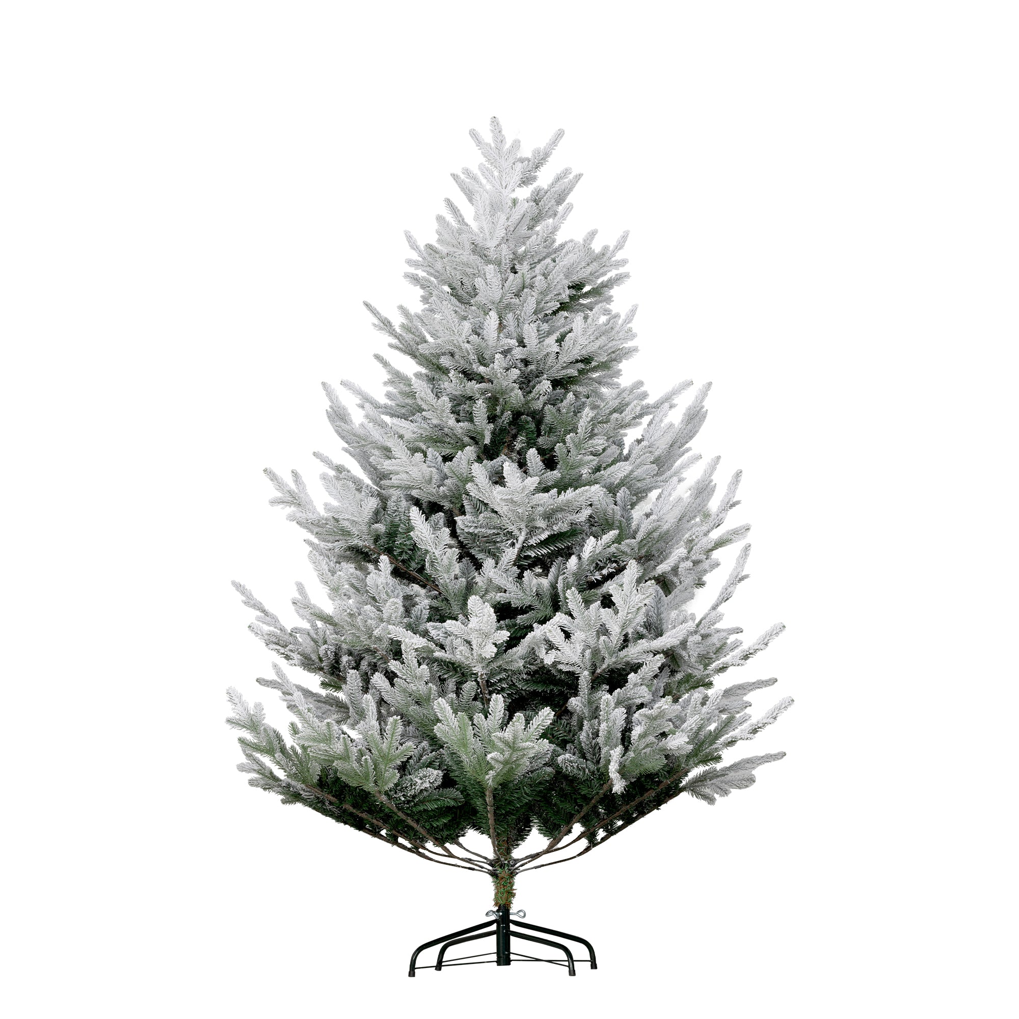 6 FT Artificial Christmas Tree, Flocked Hinged Xmas Tree with 795 Tips, Steel Base, Auto Open, Green
