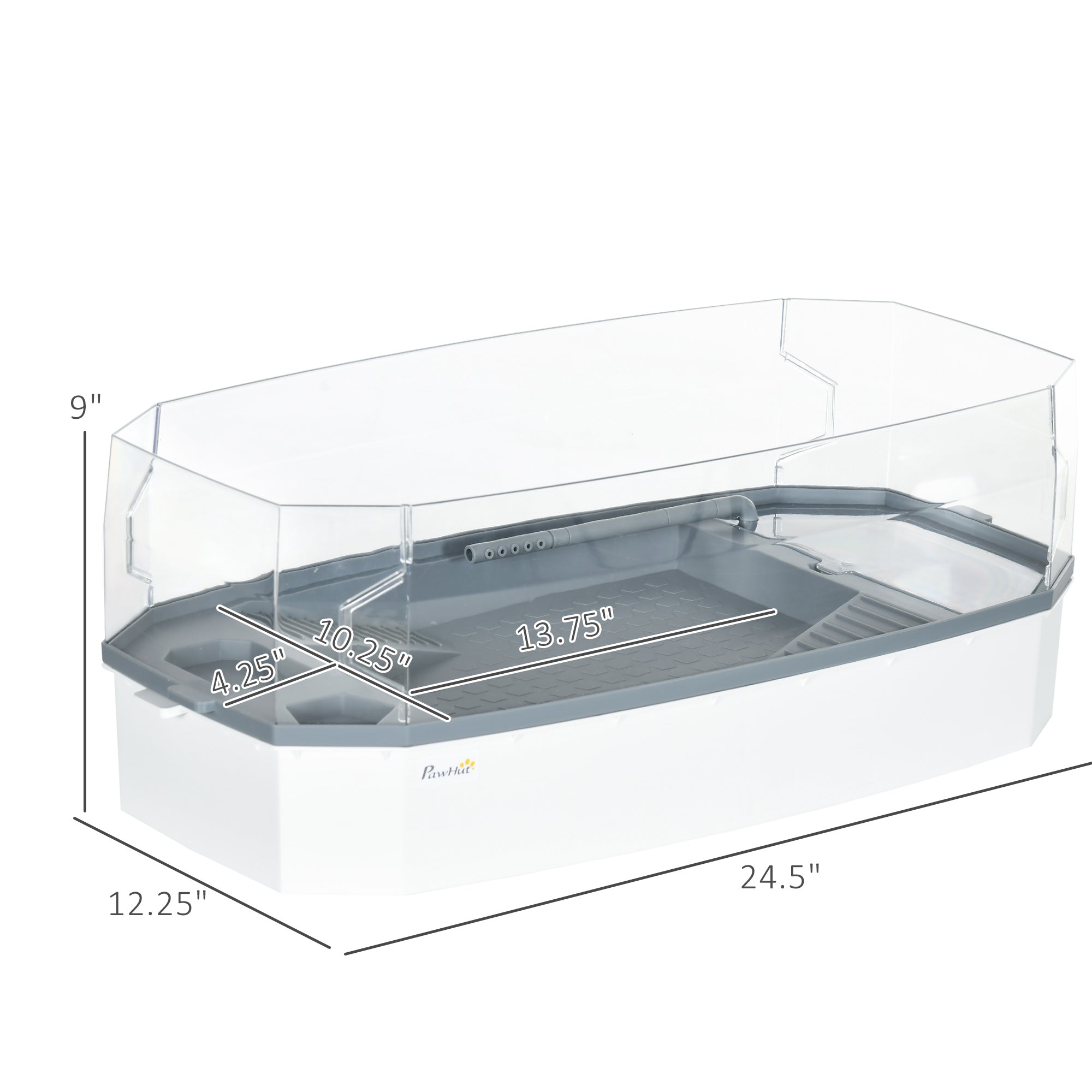Turtle Tank Kit, Turtle Aquarium with Basking Platform, Water Pump, Filter Layer Design, Full View Visually Reptile Habitat, Easy to Clean and Change Water, Multi Functional Area