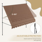 10' x 4' Manual Retractable Awning, Non-Screw Patio Awning, UV Resistant, for Window or Door, Coffee