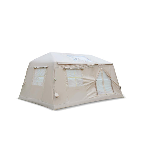 Modern Camping Tent with Quick-Inflate 2-Room Design, 4-Season Waterproof Family Tent with Hand Pump, 157.5″ L x 108″ W x 78.5″ H, Beige