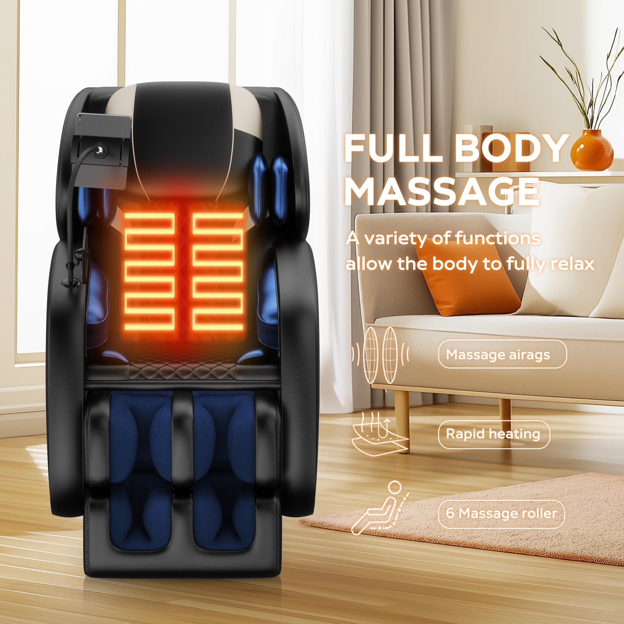 Zero Gravity Massage Chair Recliner with Heating Functions, Full Body Air Pressure, Bluetooth Audio, 51" L x 28.5" W x 39" H, Black