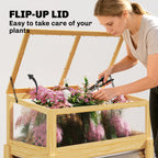 Raised Garden Bed with Mini Greenhouse, Elevated Planter Box with Legs and Bed Liner for Flowers, Vegetables