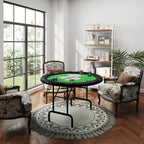 Poker Table Foldable 47" Round Casino Folding Game Table for 8 Players with Cup Holders, Green