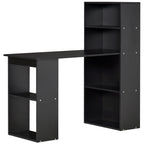 Computer Desk with 6-Tier Storage Shelves, Writing Desk Workstation with Bookshelf for Home Office, Black