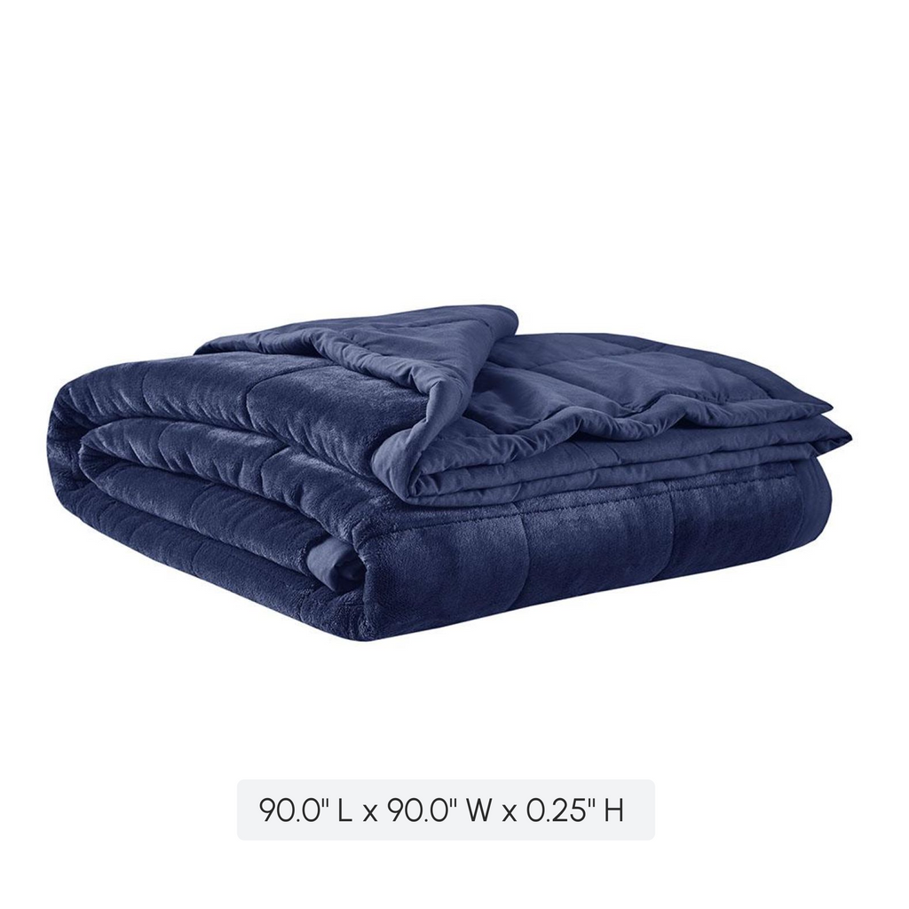 Reversible Down Alternative Blanket with OEKO-TEX Certified, Smart Temperature Control, Machine Washable, 90" L x 90" W x 0.25" H, Navy