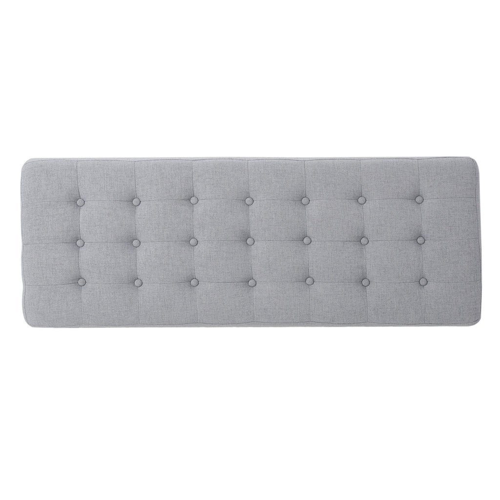 Fabric Ottoman with Cushioned Top, Sturdy Frame, and Space-Saving Design, 43.5" L x 15.75" W x 17" H, Light Gray