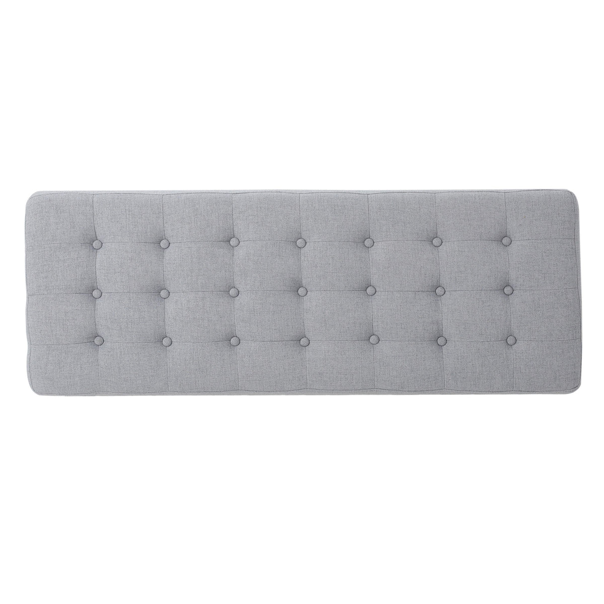 Fabric Ottoman with Cushioned Top, Sturdy Frame, and Space-Saving Design, 43.5" L x 15.75" W x 17" H, Light Gray