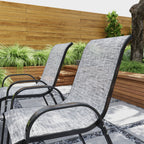 Set of 4 Outdoor Dining Chairs, Stackable Patio Chairs with High Back, Breathable Mesh Seat for Garden Lawn, Mixed Gray
