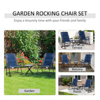 3 Piece Outdoor Folding Rocking Chair and Table Set - Blue and Gray
