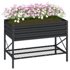 Galvanized Raised Garden Bed, Metal Planter Box with Legs, Storage Shelf and Bed Liner, Dark Gray
