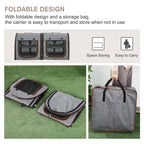 39" Portable Soft-Sided Pet Cat Carrier with Divider, Two Compartments, Soft Cushions, & Storage Bag, Gray