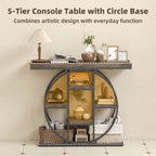 39.4" Console Table with Storage Shelves, Industrial Sofa Table for Living Room, Hallway, Rustic Oak