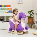 Baby Rocking Horse, Kids Ride On Dragon Toy with Realistic Dragon Roar and Safety Belt for Kids 18–36 Months, Purple