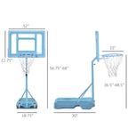 Poolside Basketball Hoop Stand, 36.5"-48.5" Height Adjustable Portable Hoop System w/ Clear Backboard & Fillable Base for Whole Family, Blue, White