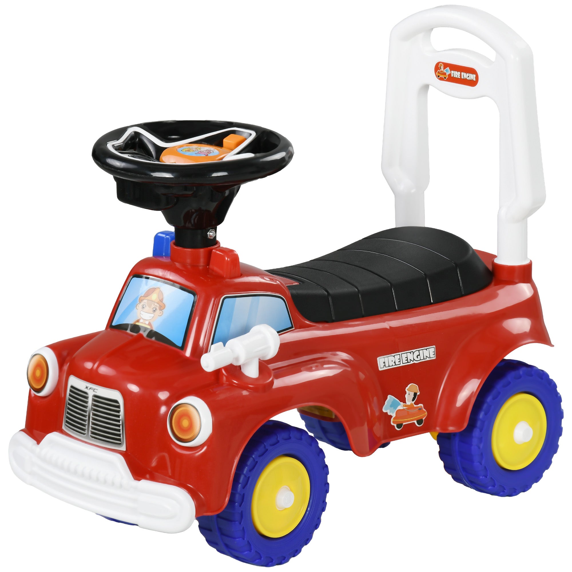 Toddler Ride on Fire Truck with Music, Horn, Under Seat Storage, for Kids 18-36 Months, Red