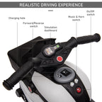 6V Kids Motorcycle, Battery-Operated Mini Electric Motorbike with Forward/Reverse Switch, Horn, White