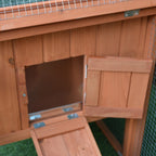 Rabbit Cage Outdoor, 62" Wooden Outdoor Rabbit Hutch, Small Animal Habitat with Detachable Run and Elevated Main House, Natural