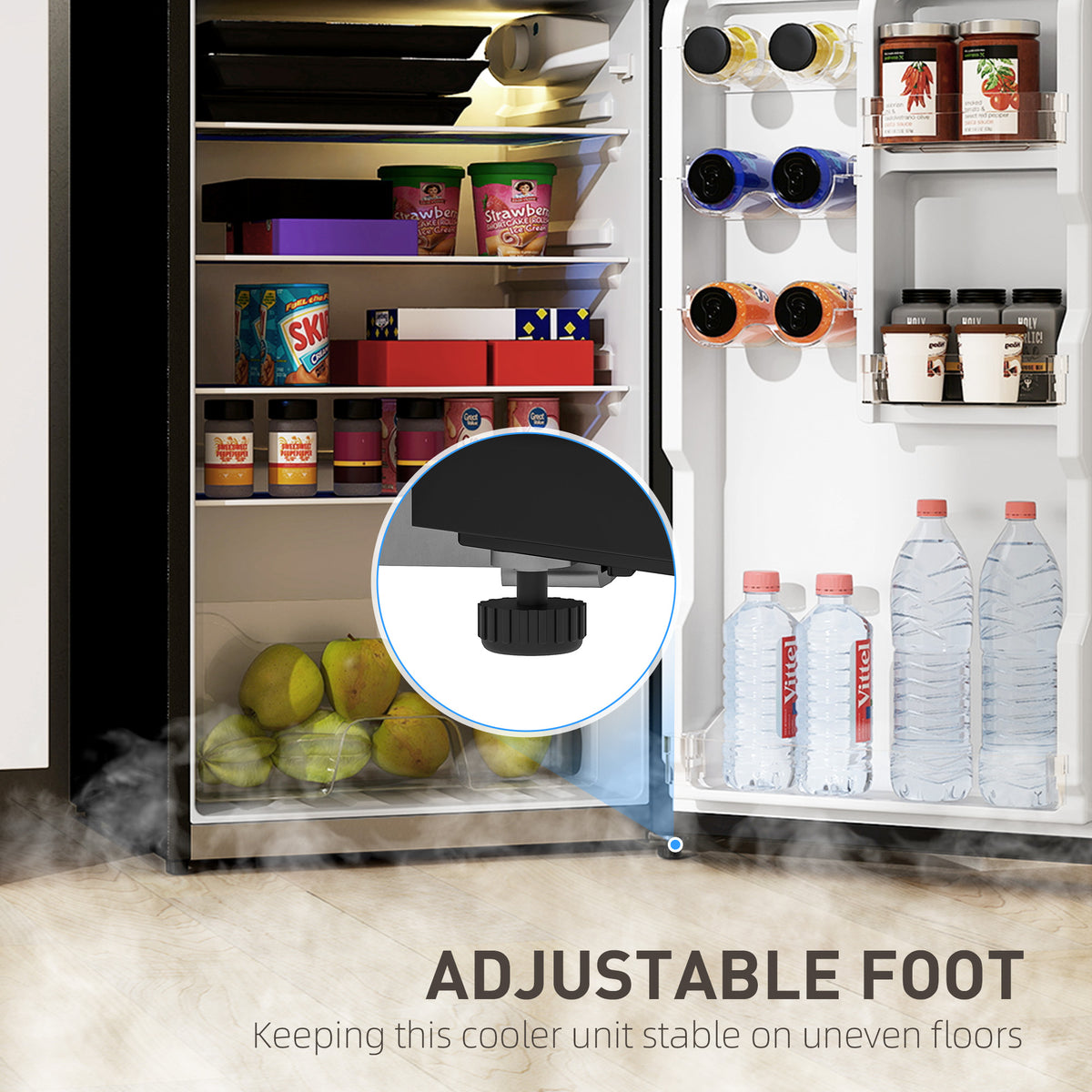 Small Fridge with Freezer, 4 Cu Ft Refrigerator with Reversible Doors, Silver