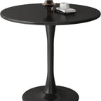 Modern Round Dining Table with MDF Top and Steel Base, Strong Construction, Easy Assembly and Cleaning, 23.5″ L x 23.5″ W x 29″ H, Black