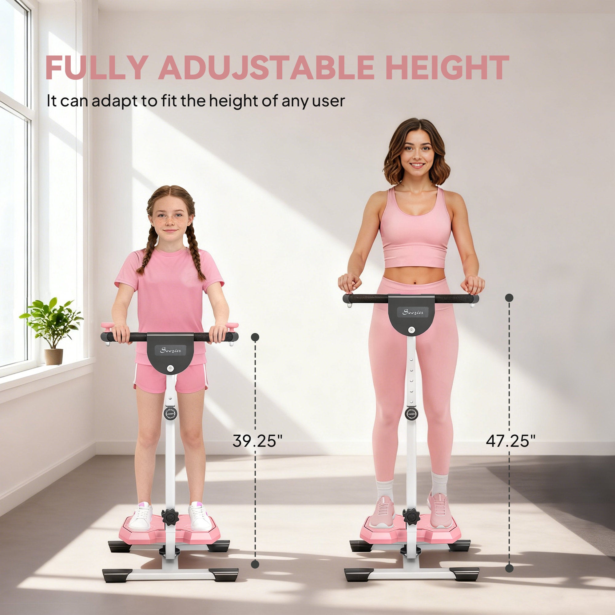 Foldable Ab Twister Board for Waist Trimming with LCD Display, Ab Workout Equipment for Women and Men, Pink