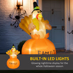 4.9ft Inflatable Thanksgiving Turkey, Blow Up LED Display for Garden Indoor Outdoor