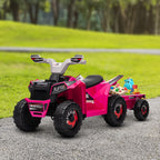 6V Electric Toy Car with Back Trailer, Forward Backward, Wear-Resistant Wheels for Ages 18-36 Months, Pink