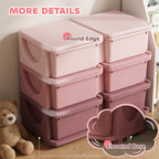 3 Tier Kids Storage Organizer with 6 Drawers for Bedroom, Nursery, Kindergarten, Living Room, Boys and Girls, Pink