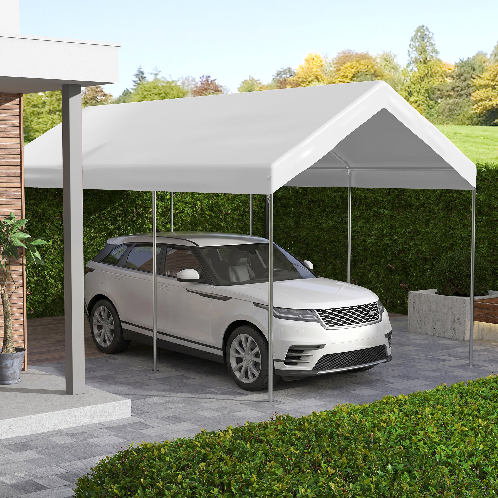 20' x 10' Carport Replacement Canopy for Model 84C-207WT or 84C-386V00WT with Ball Bungee Cords, White (Only Cover)