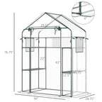 Outdoor Walk-in Mini Greenhouse with Mesh Door & Windows, Small Portable Garden Green House with 3 Tiers 6 Shelves, Trellis, & Plant Labels