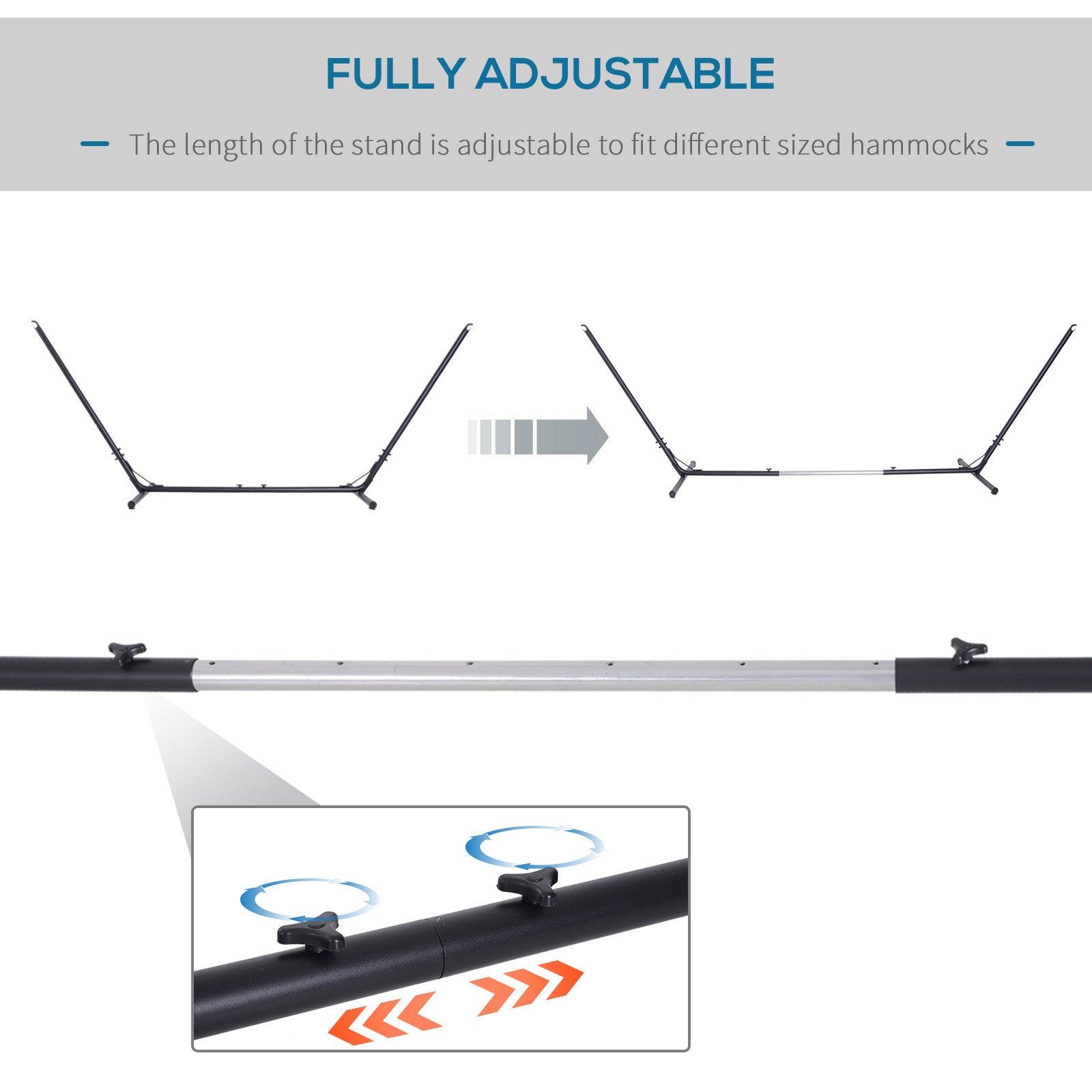 Universal Hammock Stand 10-13ft Adjustable Steel Stand Space-Saving and Portable Carrying for Indoor and Outdoor Use, Black
