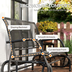 3-Person Outdoor Patio Glider Bench, Porch Glider Swing with 3 Seats, Breathable Mesh Fabric, Metal Frame, Black