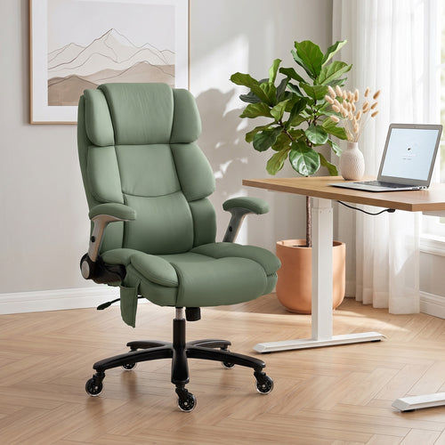 Ergonomic Office Chair with Inflatable Adjustable Lumbar Support, 400 Lbs Heavy Duty High Back Desk Chair, Light Green