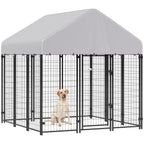 Outdoor Dog Kennel with Roof, 6' x 6' x 6' Heavy Duty Welded Wire Dog Playpen Enclosure with Escape-proof Lock