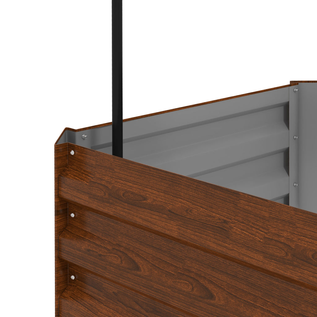 Galvanized Planter Box, 24" x 24" x 73.5" Raised Garden Bed with Tomato Cage for Climbing Vines, Brown