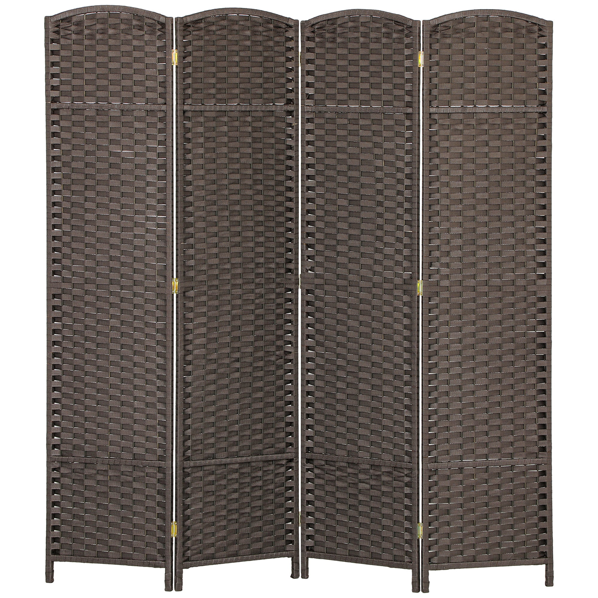Folding Room Divider Screen 4 Panel 5.6 ' Tall Privacy Screen Freestanding Room Partition for Home Office, Brown