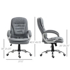 High Back Home Office Chair Executive Computer Chair with Adjustable Height, Upholstered Thick Padding Headrest and Armrest - Grey