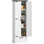 71" Pantry Cabinet, Kitchen Storage Cabinet with Adjustable Shelves, Barn Doors and Drawer for Dining Room, White